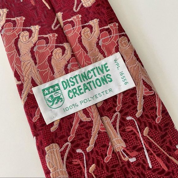 VINTAGE 70s Wide Golf Theme Neck Tie, Distinctive Creations, embossed st… - Picture 2 of 3